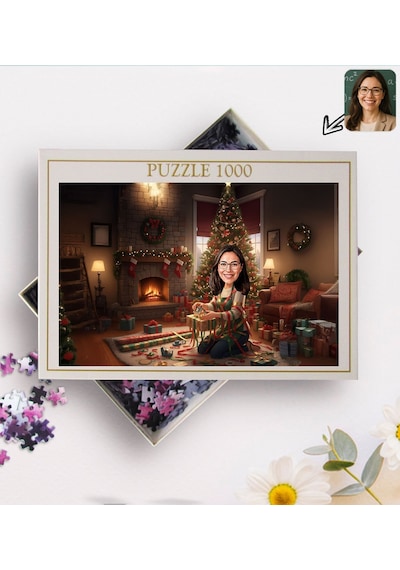 Bk Gift Kişiye Özel Kadın Yılbaşı Karikatür Tasarımlı 1000 Parça Profesyonel Puzzle-9, 1000 Puzzle, Yeni Yıl Hediyesi, Yılbaşı Hediyesi Kobitmeyencom3
