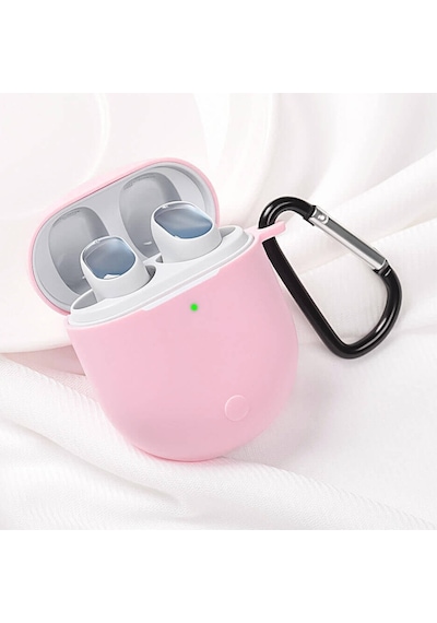 Koodmax Xiaomi Redmi Buds 3 Pro / Airdots 3 Pro Uyumlu Silikon Kılıf + Metal Kopça - Pembe