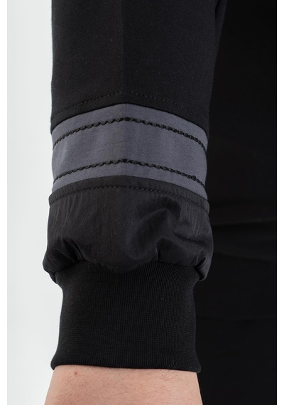 Maraton Sportswear Büyük Beden Erkek Dik Yaka Düz Paça Reglan Kol Basic Siyah-Siyah Eşofman Takımı 22392-Siyah-Siyah