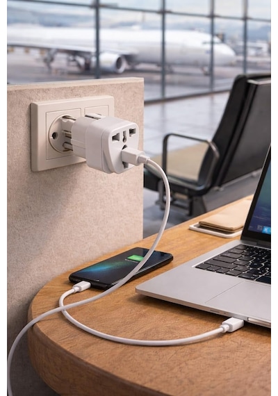 Lexroo Universal Priz Adaptörü Seyahat Tipi Çoklu Girişli Fiş Dönüştürücü Eu Us Uk Au Uyumlu 220v
