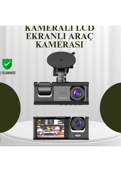 3 Kameralı Araç Kayıt Kamerası 1080p Ön Kamera, G-sensör, Gece Görüş Ve 170 Geniş Açı