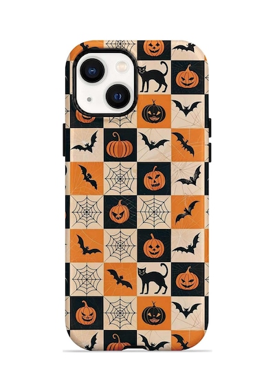 Velvoria Valestra Halloween Patchwork Apple iPhone Uyumlu 14 Darbe Korumalı Kılıf Valestra Select - Halloween Patchwork