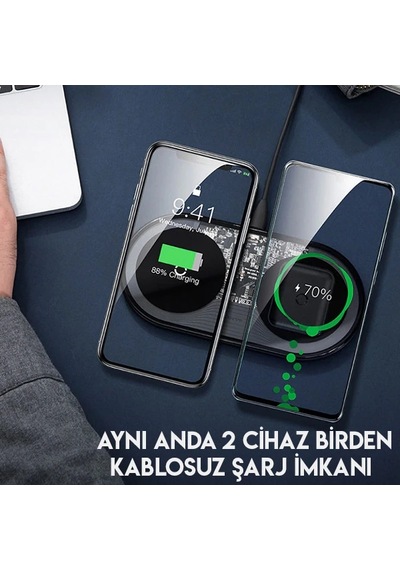 Baseus Simple 2in1 Kablosuz Wireless Şarj 18w iPhone Uyumlus+ipods- 5775