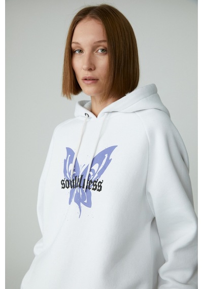 Ethıquet LAMARI Kadın Oversıze Şardonlu Kapüşonlu Beyaz Sweatshirt