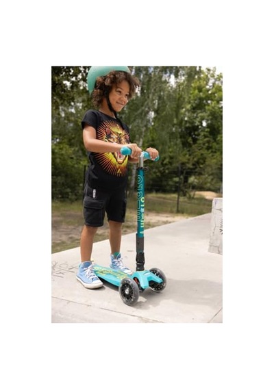 5-12 Yaş İçin Katlanabilir Scooter, Işıklı Tekerlekler İle Açık Mavi