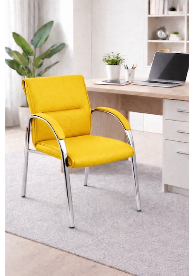 Ofis Misafir Bekleme Koltuğu Büro Sandalyesi Büro Koltuğu Sarı