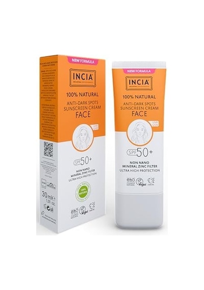 %100 Doğal Yüz Güneş Kremi Leke Karşıtı Aydınlatıcı Mineral Filtre Spf 50+ Uva1 Uva2 Uvb 30 Ml