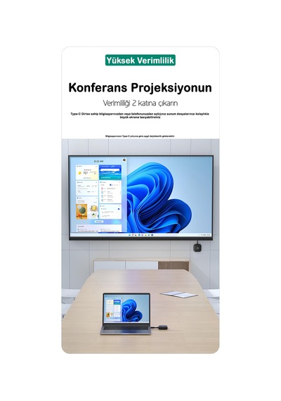 Kablosuz Görüntü Aktarıcı Type-c - 1080p 60hz, Usb-c Tx-rx, Tak Çalıştır, Tv-pc Bağlantı Kiti