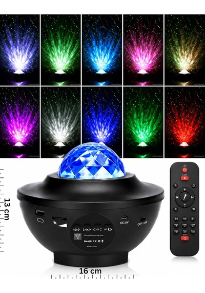 Yıldızlı Projektör Tavan Bulutsu Galaxy Lazer Işıklı Disko Topu Bluetooth Hoparlör Parti Led Lambası Çok Renkli