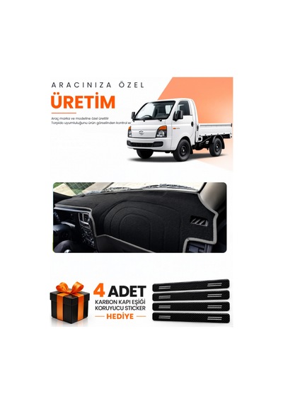 Hyundai H100 2020-2024 Uyumlu Torpido Koruma Örtüsü Oto Kılıfı - Siyah Gri