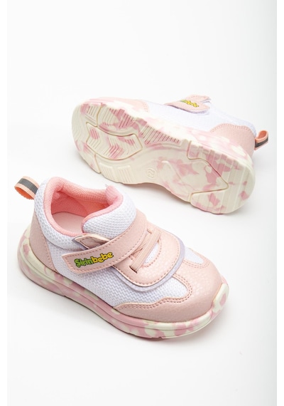 Şirin Bebe Şirinbebe Ortopedik Kız Bebek İlk Adım Spor Ayakkabı Pembe Cırtlı Anorak Malzeme-3710 Pembe