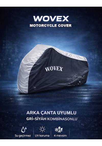 Wovex Honda Forza 250 Nss250 Motosiklet Branda Gri-siyah Kombinasyonlu Topcase Uyumlu Motor Brandası