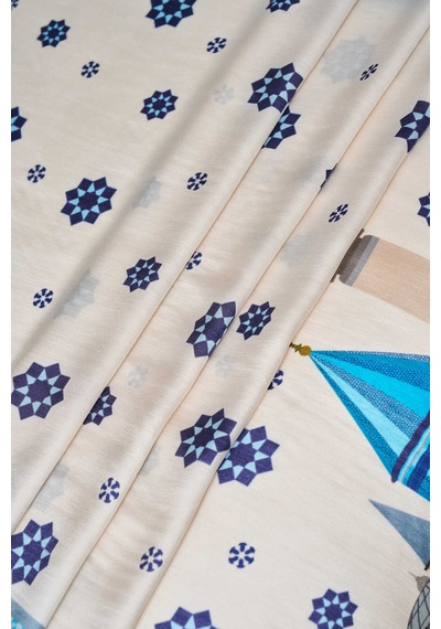 Imannoor Vuslat Mavi Floş Viskon Şal 70x210 70x210 Mavi