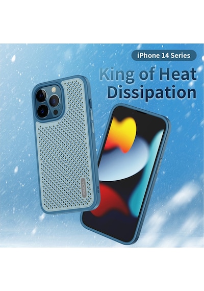 Rock Apple Uyumlu iPhone 14 Pro Graphene Serisi Isı Dağılımlı Kılıf Mavi Mavi