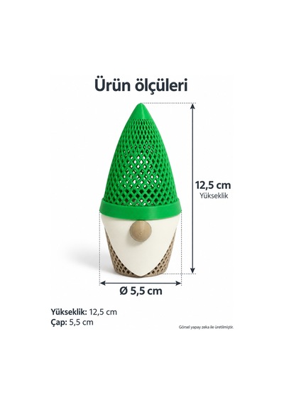 Yeşil Şapkalı Gnom Led Mumluk 3d Baskı Pla Dekor, 12,5 Cm