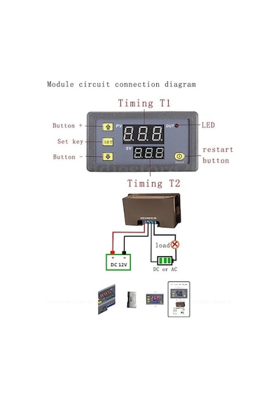 T3230 12v 20a Programlanabilir Dijital Led Ekranlı Zamanlayıcı Gecikme Rölesi - Döngüsel Zaman Ayarlı Kontrol Kartı