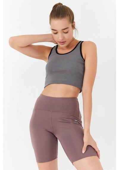 Tommy Life Çağla Basic Sıfır Kol Dar Kalıp U Yaka Kadın Crop Top Atlet - 97162 Çağla