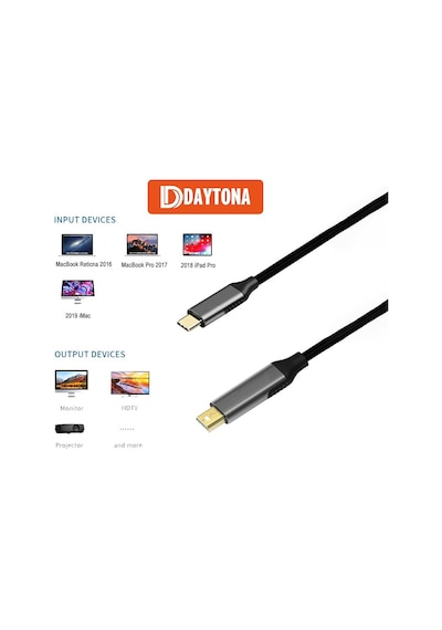 K-02e Type-c To Mini Display Port 4k Hd 60hz Görüntü Aktarım Kablosu Standart