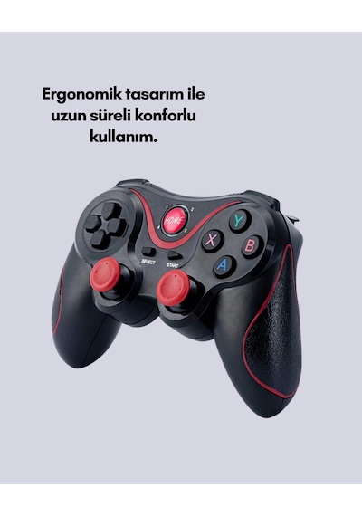 Ergonomik Tasarımlı Kablosuz Bluetooth Gamepad Titreşimli