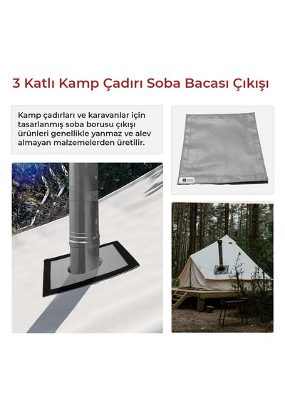 Kamp Çadırı Soba Bacası Çıkışı 2 Katlı 30x30cm