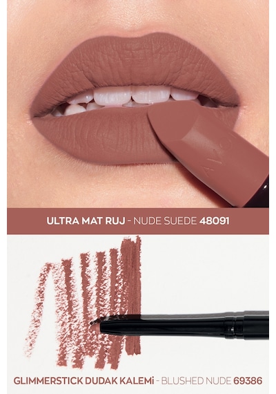 Avon Glimmerstick Blushed Nude + Mystery Mauve + Nude Dudak Kalemi 3'lü