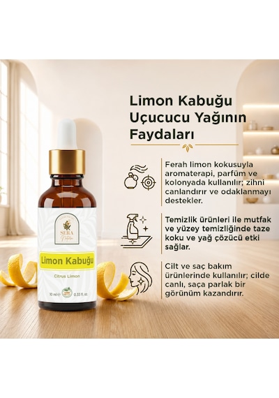 Limon Kabuğu Uçucu Yağı 10 Ml %100 Saf, Ferahlatıcı Ve Canlandırıcı Etki 10 ML