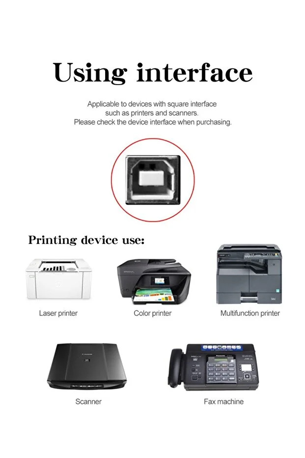 3 Metre 3mt Yazıcı Kablosu Printer Usb Bağlantı Bağlama Network Lazer Hp Canon Brother Uyumlu Ara Kablo