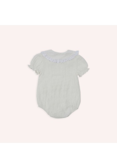 Panço Kız Çocuk Bebe Yakalı Body Gömlek Ekru