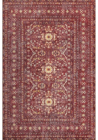 Relic Bordo Vintage Dokulu Klasik Desenli Dokuma Tabanlı Şönil Halı Al 473 Bordo
