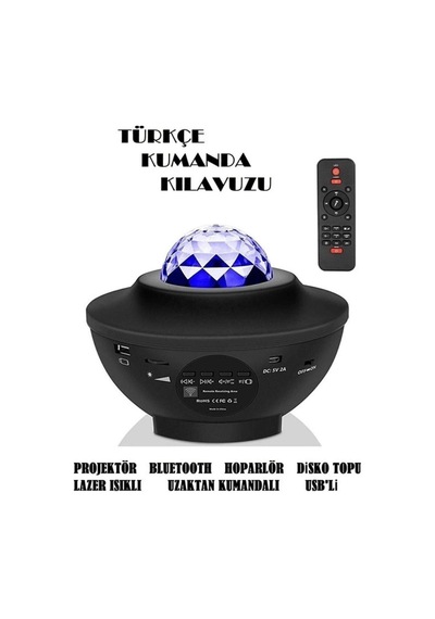 Projektör Bluetooth Hoparlör Lazer Işıklı Disko Lambası Çok Renkli