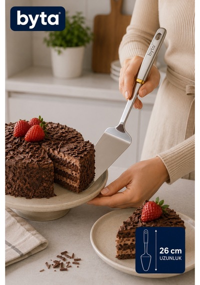 Paslanmaz Çelik Kek, Pasta Ve Börek Servis Spatulası 26 Cm Gri