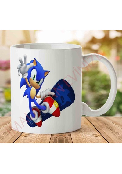 A2567 Sonic İki Tarafı Baskılı Kupa Bardak.jpg Çok Renkli
