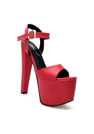 Kindep Yüksek Topuklu 18 Cm Platform 7 Cm Kadın Ayakkabı Kırmızı Kırmızı