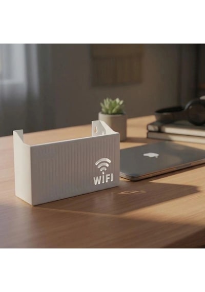 Duvar Tipi Wi-fi Modem Saklama Kutusu Beyaz Kablo Düzenleyici Router Raf Organizer 5047 Çok Renkli