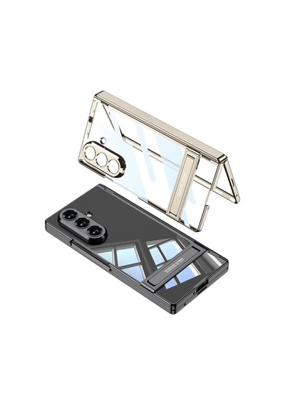 Senon Galaxy Z Fold 7 Kılıf Kamera Korumalı Şeffaf Tasarımlı Zore Lego Standlı Kapak Gümüş