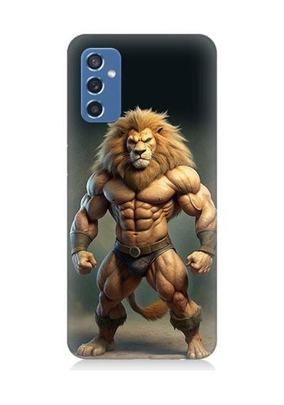 Samsung Galaxy M52 Uyumlu Kaslı Aslan Desenli Silikon Kılıf