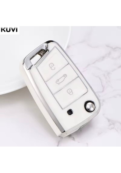 Volkswagen T-cross Beyaz-silver Anahtar Kılıfı