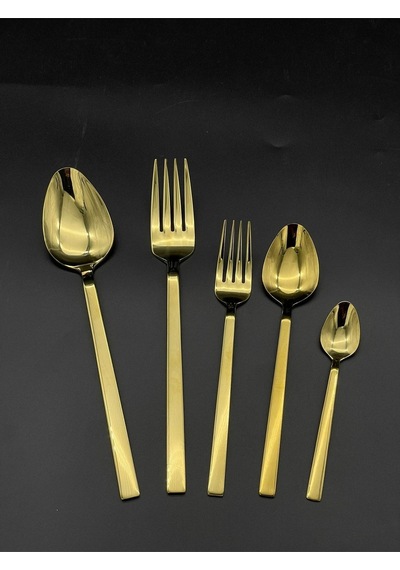 60 Prç Yemek Bıçaksız 12 Kişilik Çatal Kaşık Seti Gold