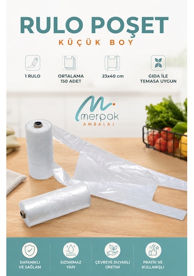 Rulo Poşet Küçük Boy Hışır Atlet Poşet Market Manav Poşeti Çöp Poşeti