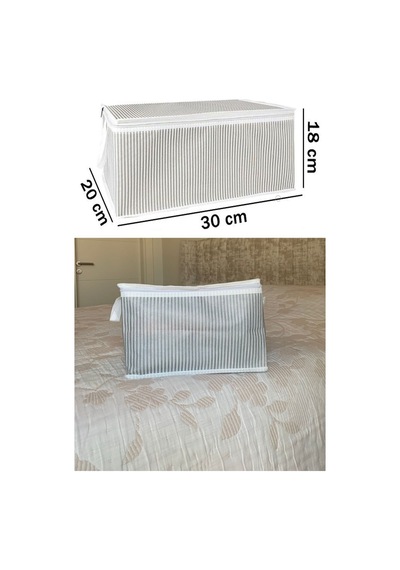 3 Adet Çorap Havlu Iç Çamaşırı Sütyen Düzenleyici Mini Hurç 30x20x18 Cm - Tela - 5 - 30 X 20 - Beyaz Diğer