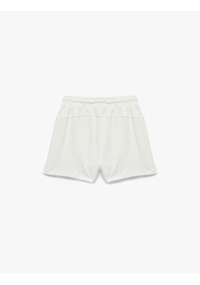 Koton Slim Fit Yüksek Bel Pamuklu Bağcıklı Mini Şort Ekru 6wal40060ık Ekru