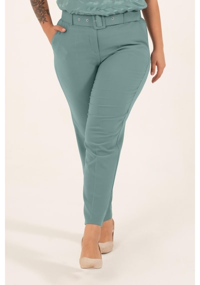 Myline Cep Detaylı Kemerli Klasik Pantolon-Mint Mint Yeşili