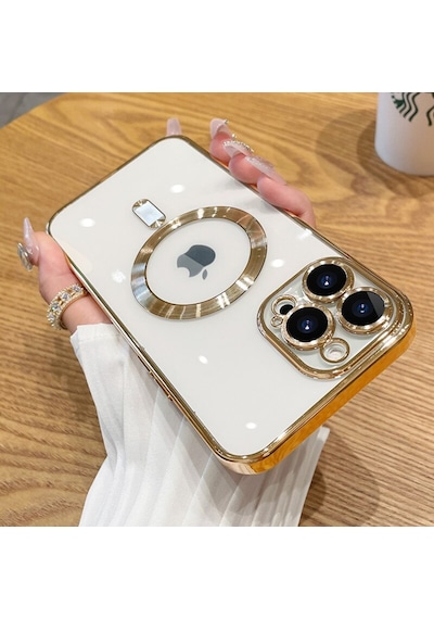 Apple Uyumlu iPhone  13 Pro Kılıf Magsafe Kamera Lensli Korumalı Şeffaf S