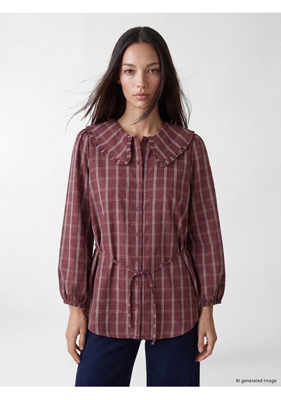 Lcw Everyday Bordo Ekose Modal Karışımlı Kadın Gömlek Tunik
