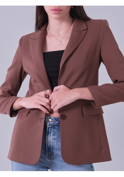 Feminist Açık Kahverengi Vatkalı Astarlı Blazer Ceket 0105110.197