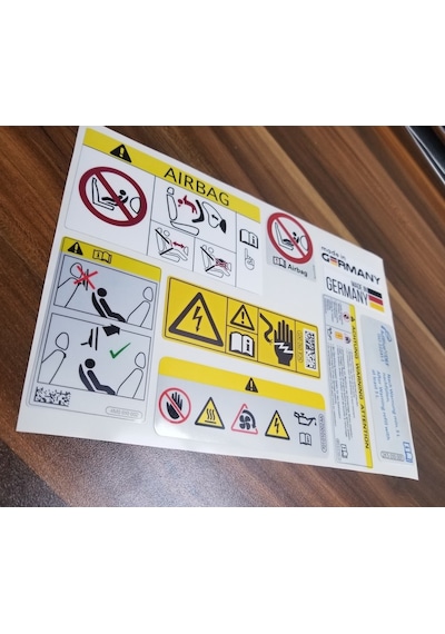 2 Set Airbag Hava Yastığı Ve Motor Uyarı Sticker