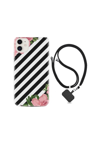 Apple iPhone Uyumlu Iphone 13 Kılıf Desenli Silikon Boyun Askılı Strip Flowers 2 1409