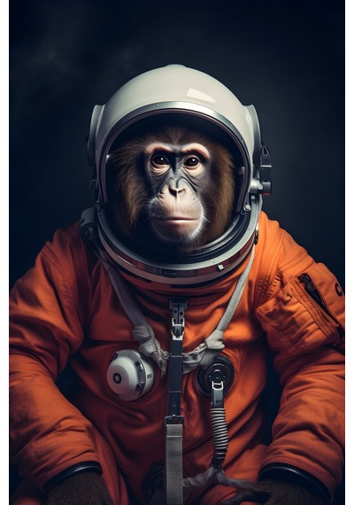 Astronot Maymun Uzay Macerası Futuristik Monkey Astronaut Concept Cam Tablo