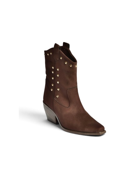 Fox Shoes Z920477302 Kahverengi Süet Kalın Topuklu Kovboy Model Kadın Bot