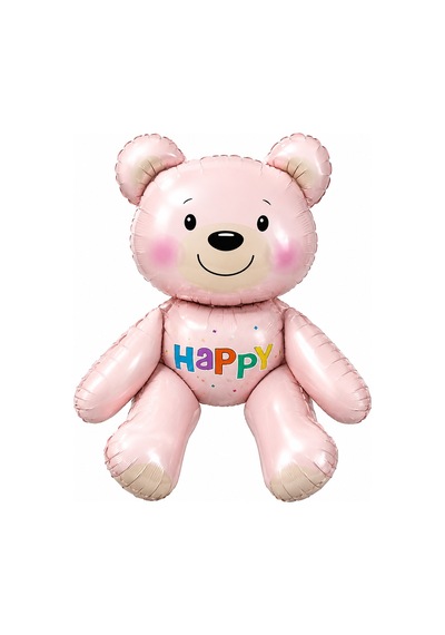 Happy Pembe Ayıcık Folyo Balon